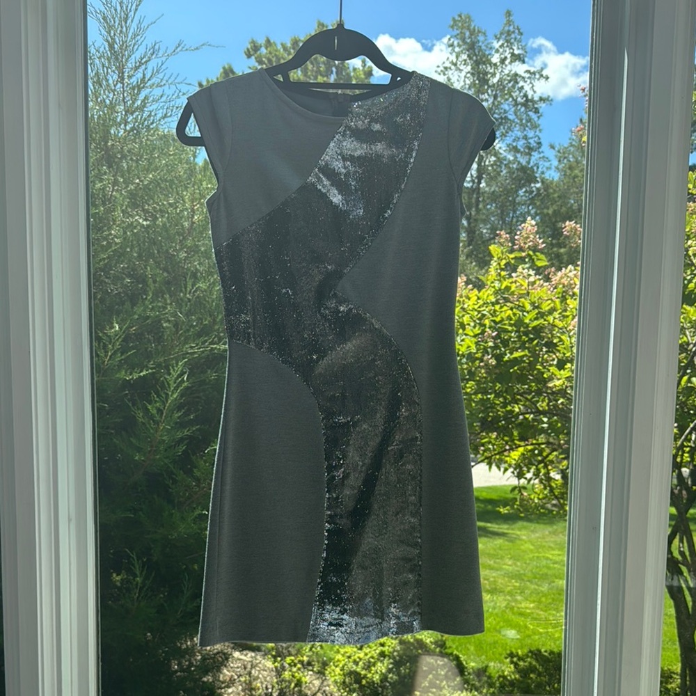 Crimes & Misdemeanors Grey Knit & Metallic Dress